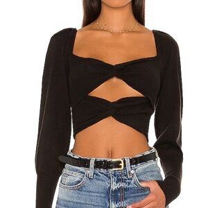 LPA AYLA Black Twist-Front Crop Top